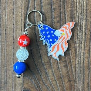 Keychain/Bag Charm - American Eagle/Flag - NWT - Handmade - ❤️🤍💙